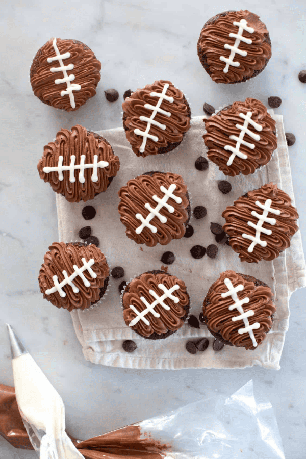 Double Chocolate Football Cupcakes