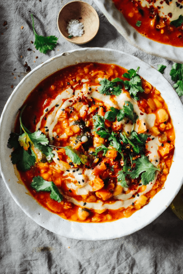 Moroccan Tomato Soup with Chickpeas and Lentils