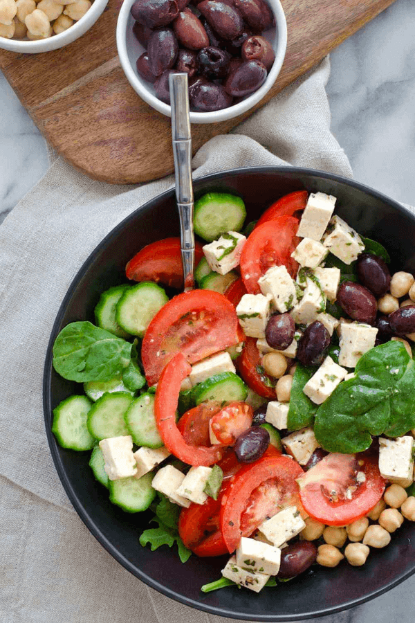 Vegan Greek Salad with Tofu Feta
