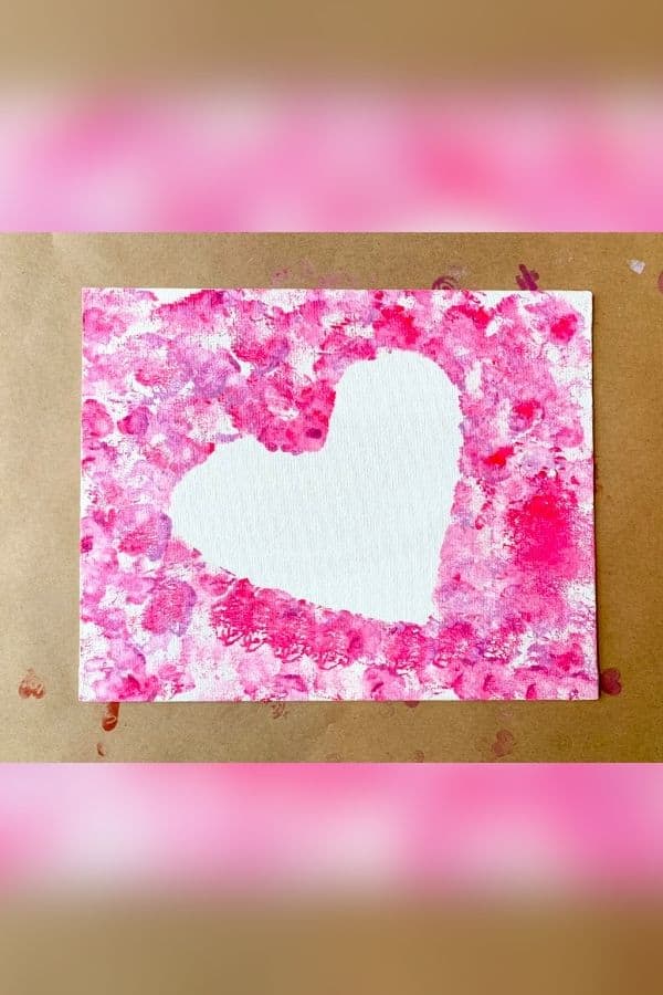 COTTON BALL HEART PAINTING CARD
