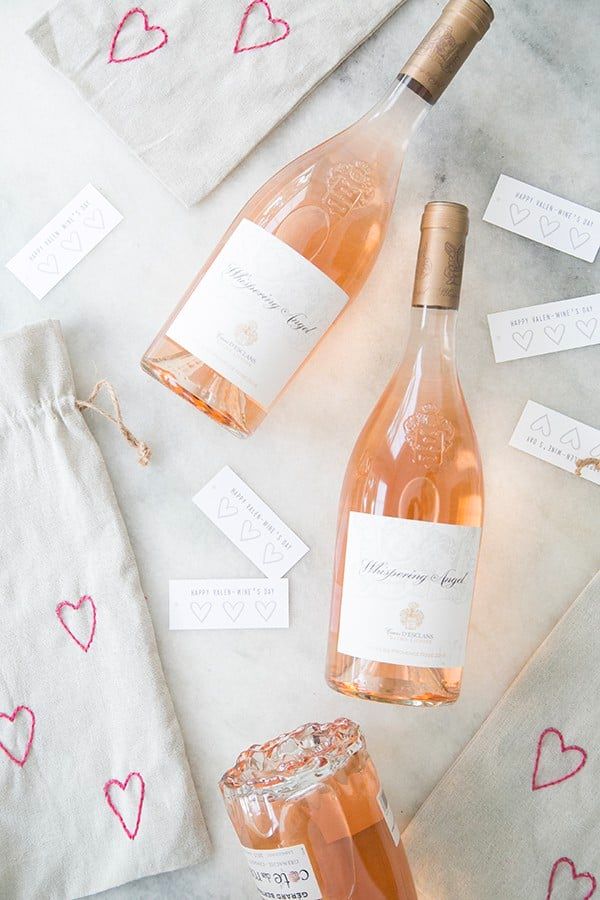 DIY VALENTINE’S DAY EMBROIDERY WINE BAGS
