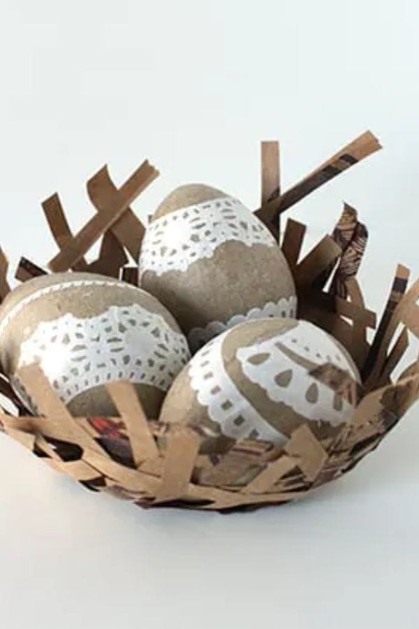 LACE AND DOILY EASTER BASKET