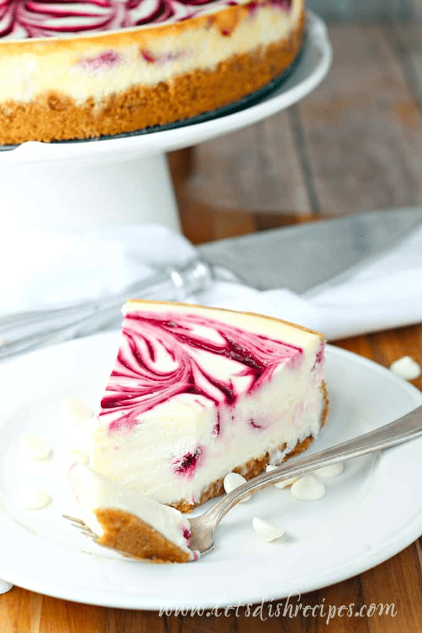 White Chocolate Raspberry Swirl Cheesecake