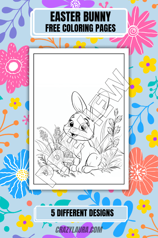 5 Free Printable Easter Bunny Coloring Pages