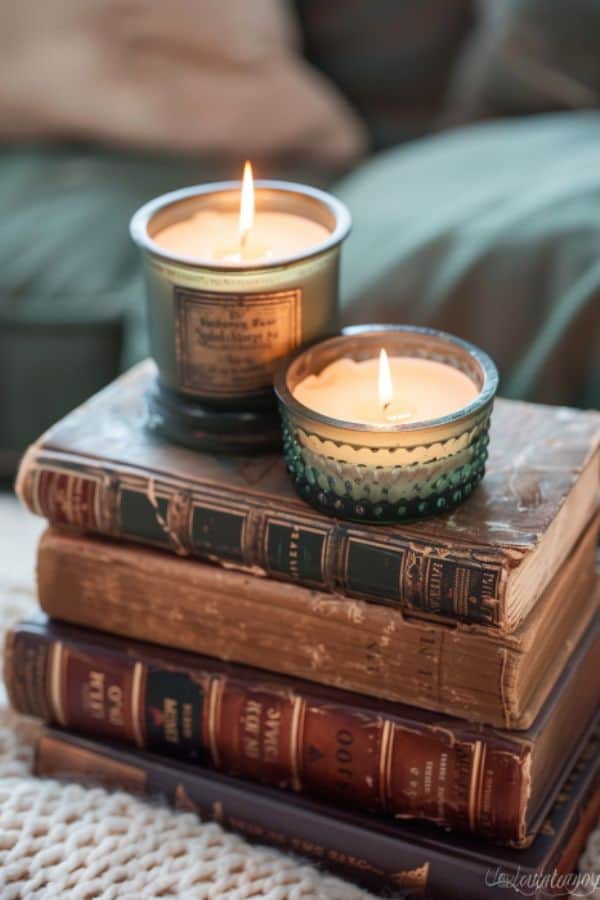 BOOK STACK CANDLE HOLDER