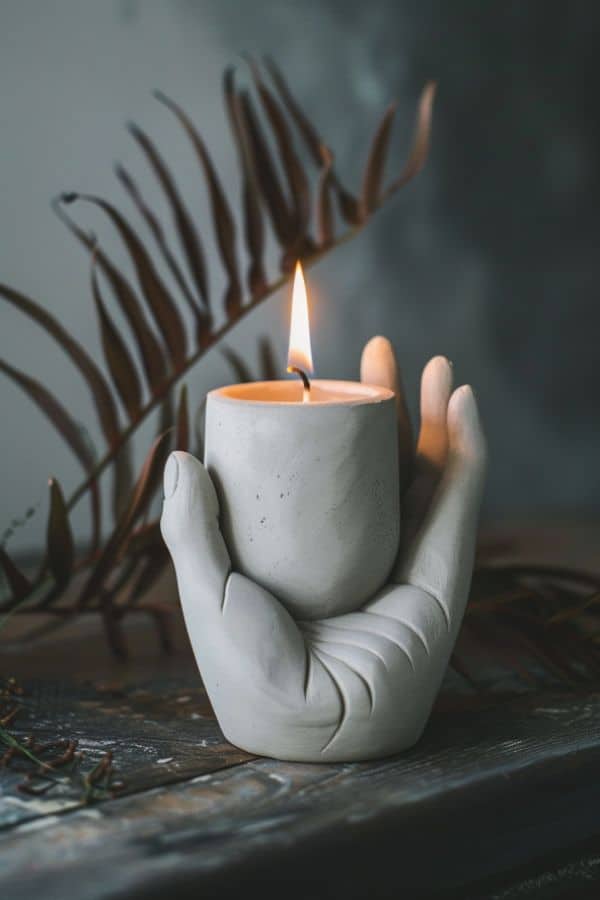 CONCRETE HAND CANDLE HOLDER