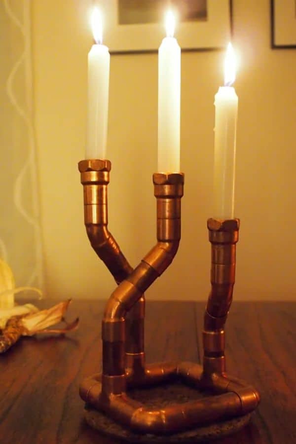 COPPER PIPE CANDLE HOLDER
