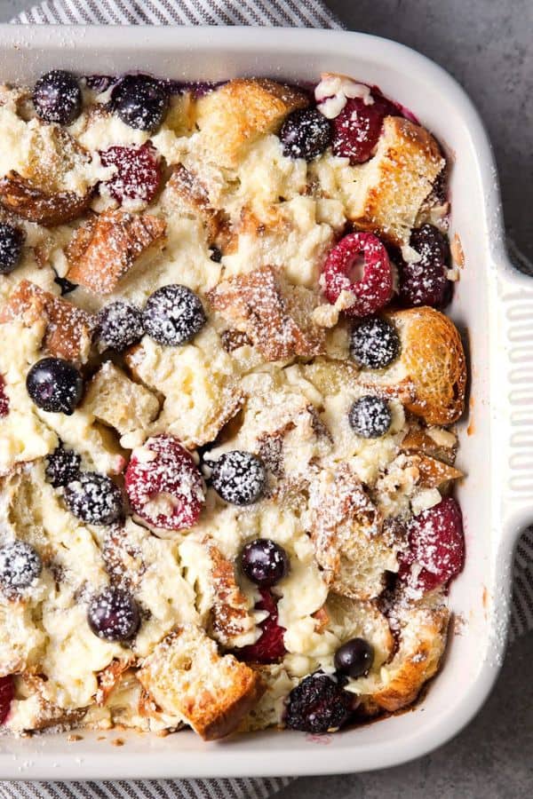 CROISSANT BREAKFAST CASSEROLE WITH BERRIES AND CREAM CHEESE