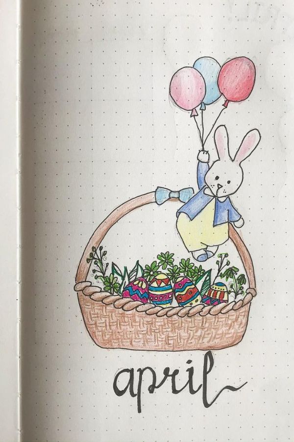 EASTER BASKET WITH BUNNY COVER PAGE
