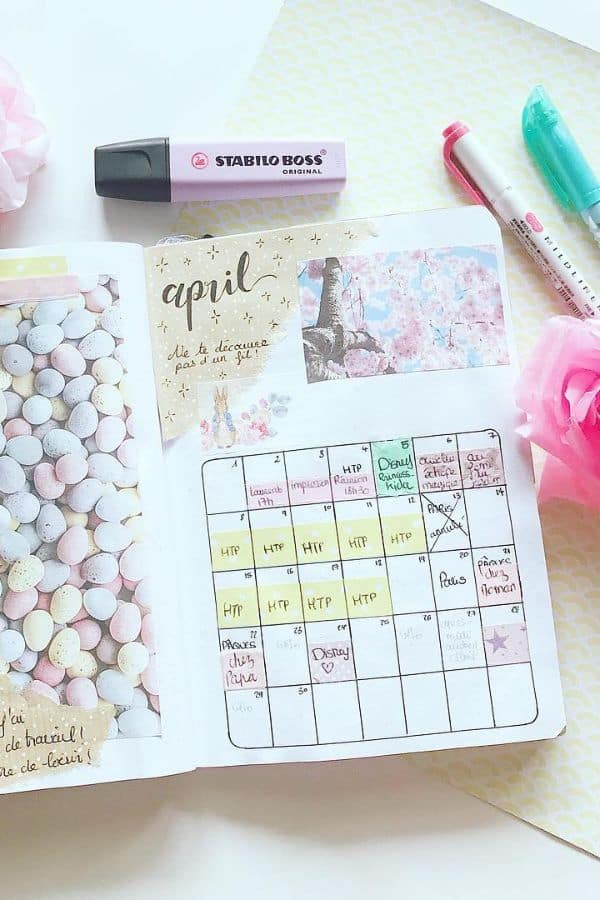 EASTER PASTEL AND LITTLE RABBIT MONTHLY SPREAD
