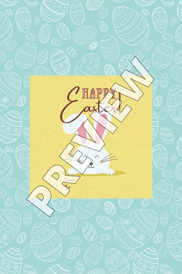 HAPPY EASTER BUNNY CUTE YELLOW CIRCLE STICKER