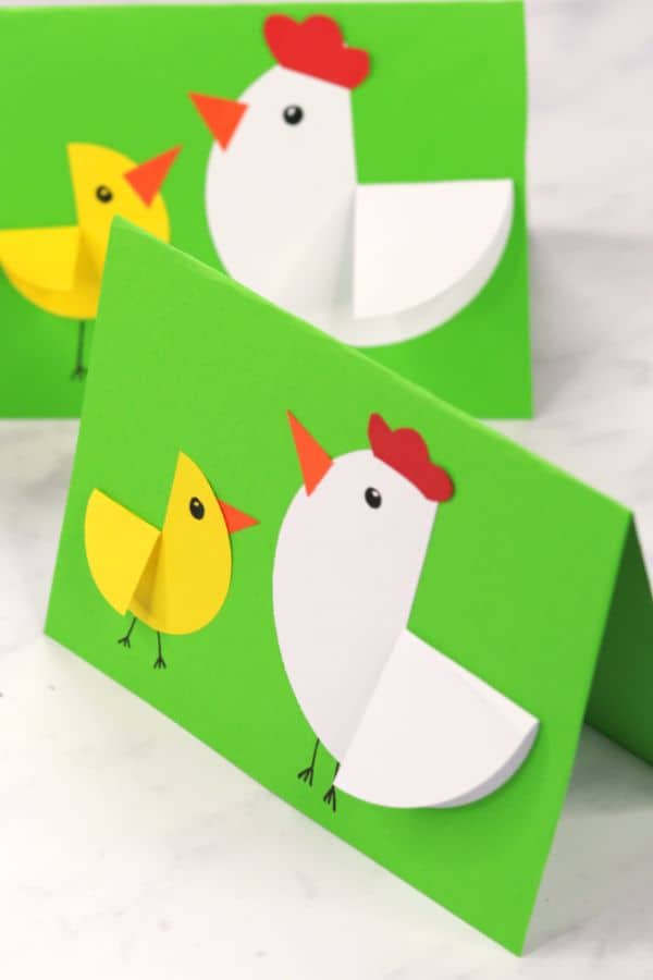 PAPER CIRCLE HEN AND CHICK CARD