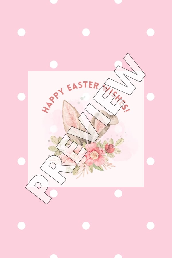 PINK WATERCOLOR BUNNY EARS HAPPY EASTER WISHES CIRCLE STICKER
