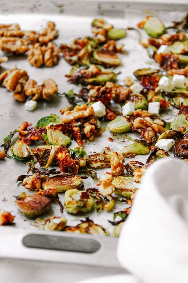 BALSAMIC HONEY ROASTED BRUSSELS SPROUTS WITH FETA