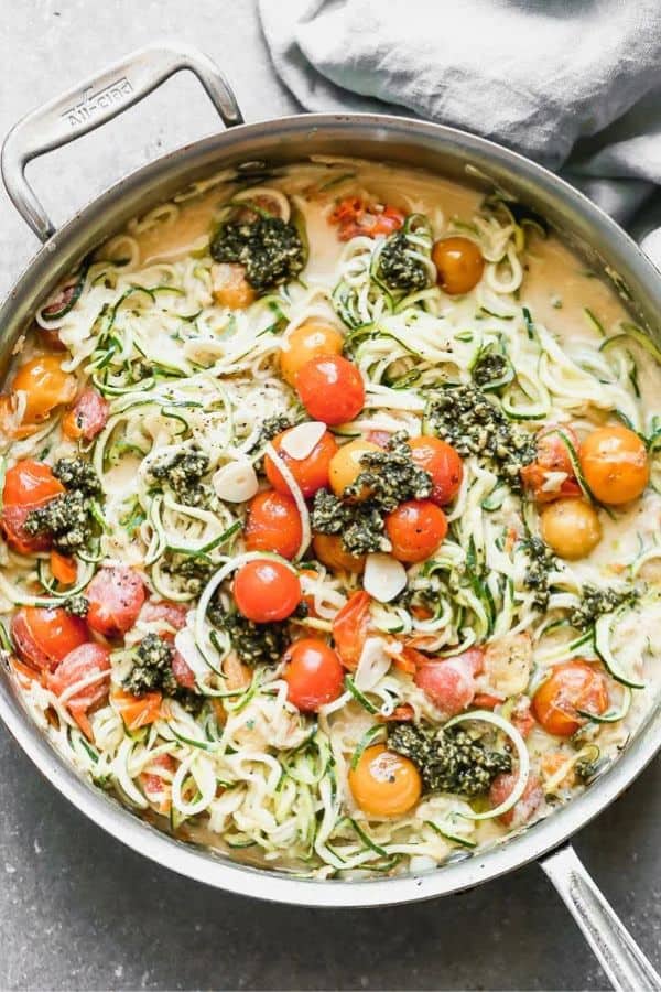 PESTO ZOODLES WITH CHERRY TOMATOES