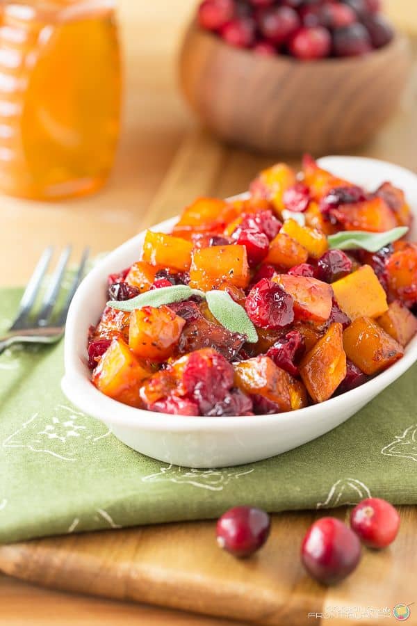 ROASTED BUTTERNUT SQUASH WITH SAGE AND CRANBERRIES