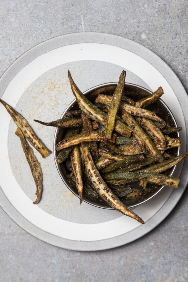ROASTED OKRA WITH CUMIN AND CHILI POWDER
