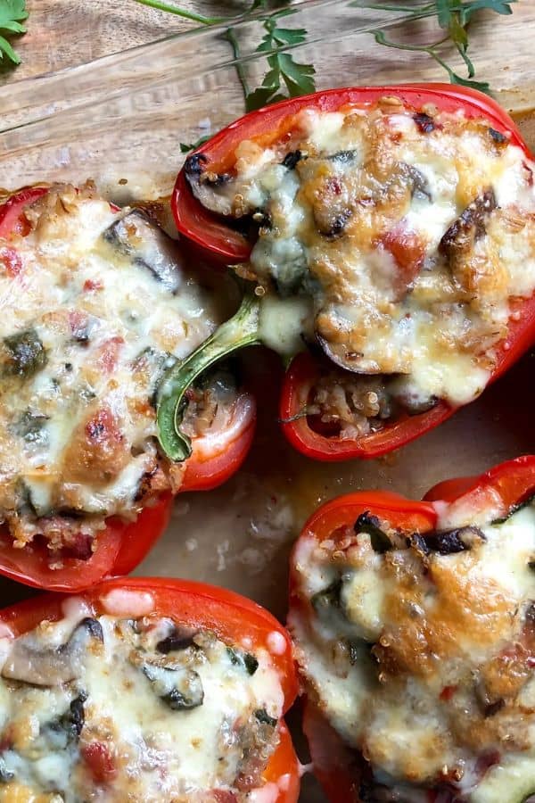 ROASTED RED PEPPERS STUFFED WITH QUINOA AND SPINACH