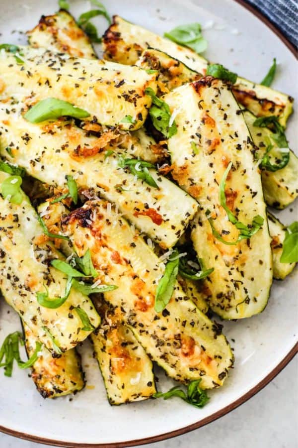 ROASTED ZUCCHINI WITH PARMESAN AND BASIL