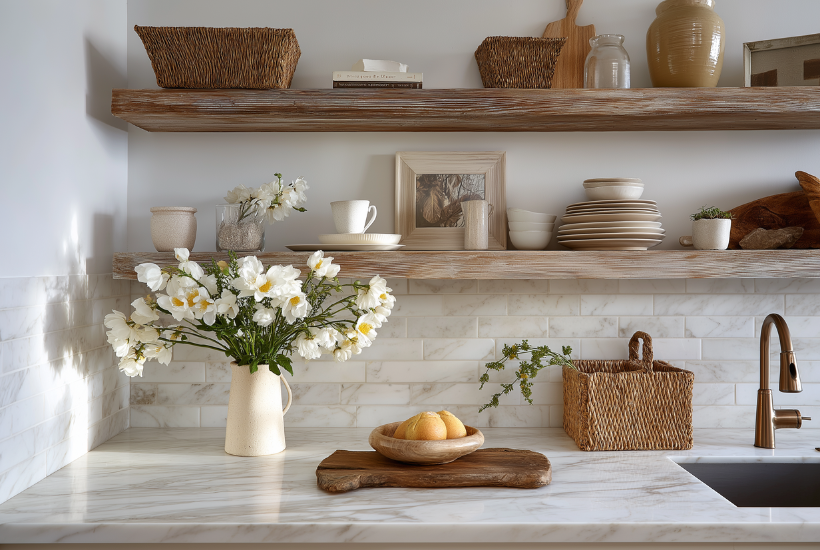 Summer Kitchen with Open Shelving