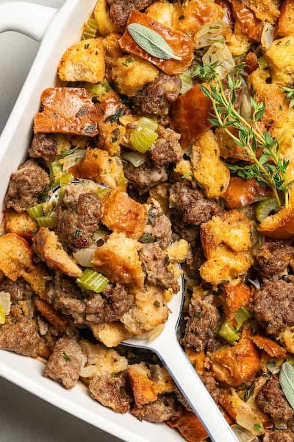 Classic Sausage Stuffing for Thanksgiving dinner