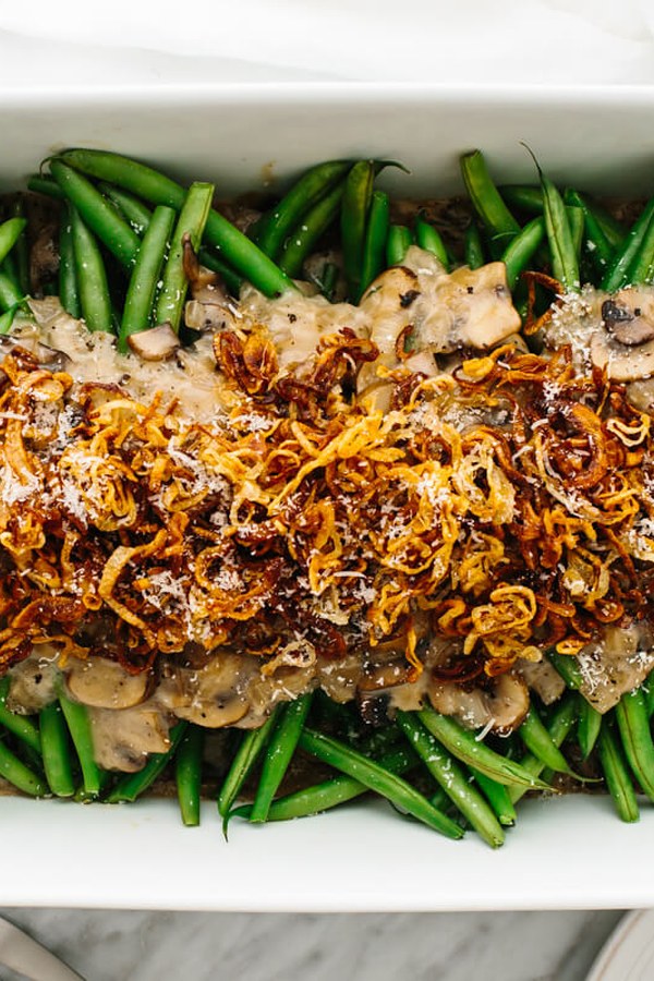 Healthy Green Bean Casserole for Thanksgiving dinner