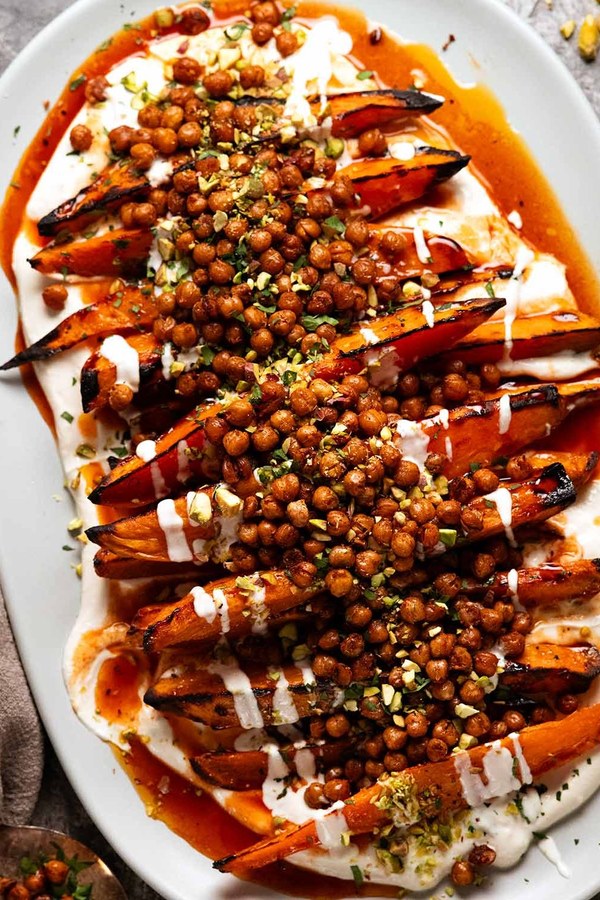 Maple Sweet Potato Salad with Whipped Tahini – an easy Thanksgiving side dish